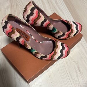Missoni Women's Pink and Brown Zigzag Heels